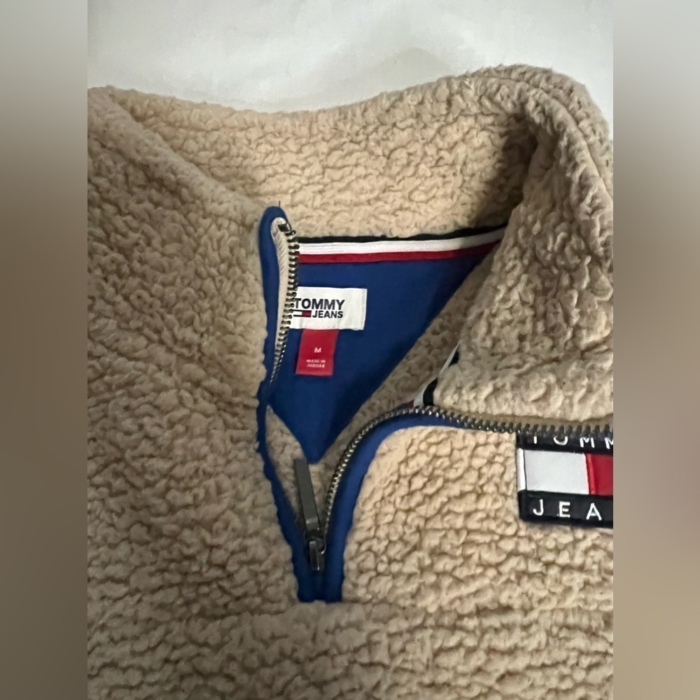 Tommy Hilfiger Jeans 1/4 Zip Fleece Sherpa Women’s Size Medium - Picture 2 of 5